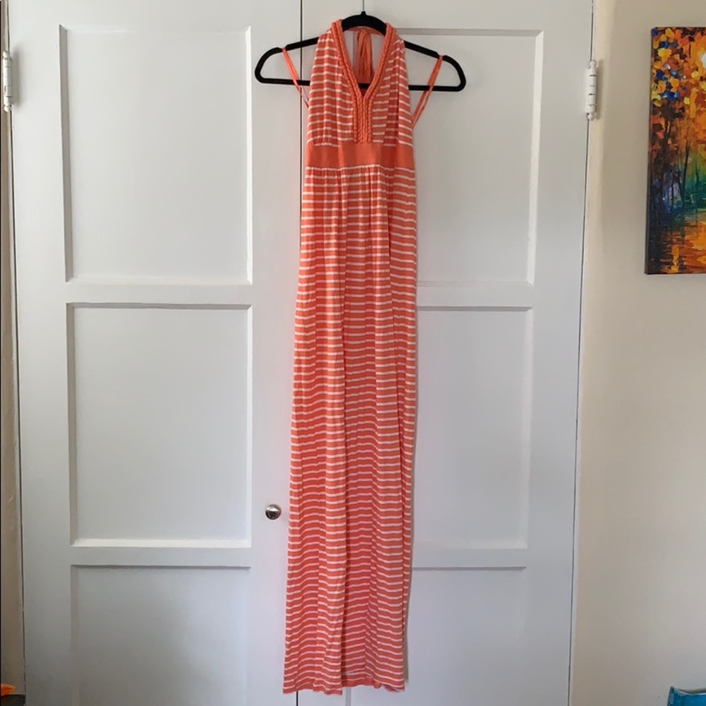 Banana Republic Striped Halter Maxi Dress